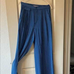 Equipment Blue and White Striped silk pants